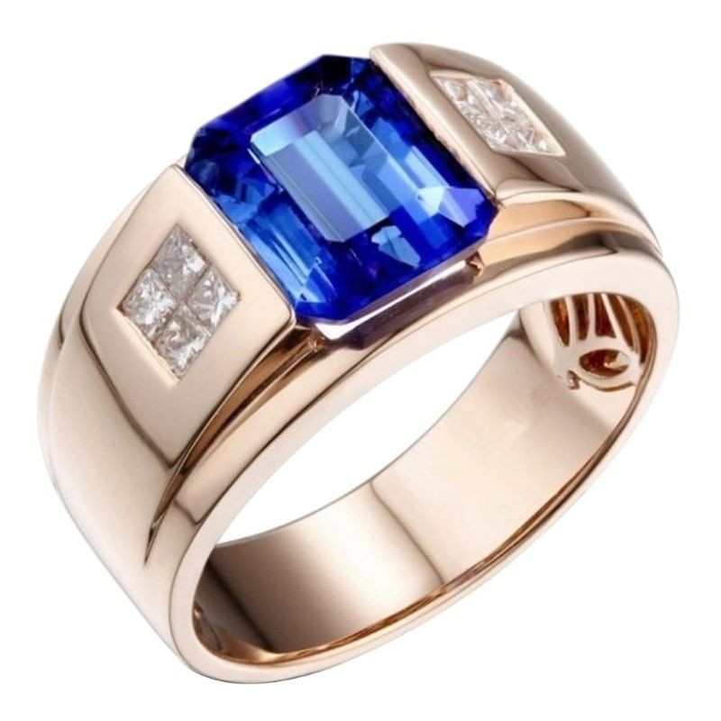 cincin safir kristal biru biru permata perhiasan fashion