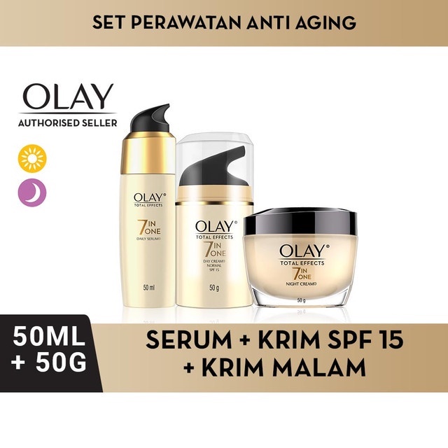 Olay Set Total Effects Niacinamide Skincare Antiaging - Day and Night Cream, Serum