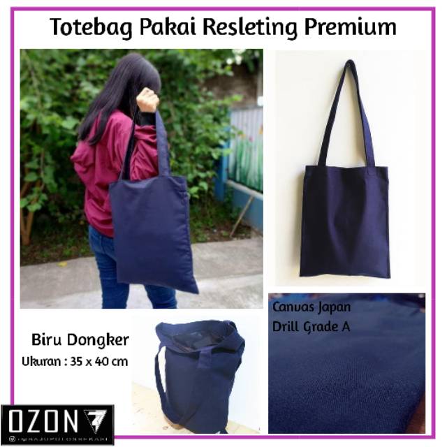 Totebag Polos Goody Bag Polos Bahan Canvas Drill Tas Slempang Wanita dan Pria Murah - Hitam