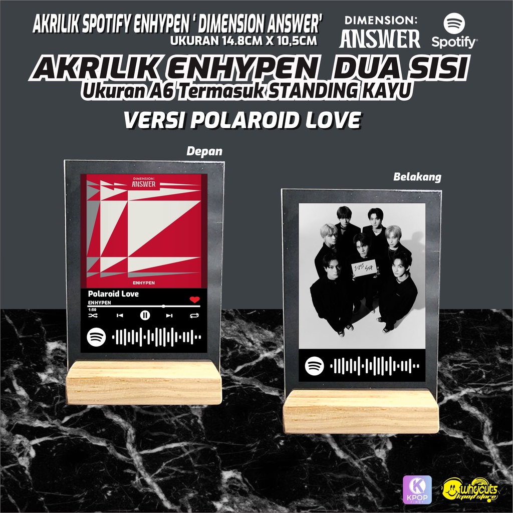 AKRILIK SPOTIFY ENHYPEN DIMENSION DILEMMA &amp; ASNSWER / PRINT 2 SISI FULL LAMINASI GLOSSY DENGAN STAND KAYU