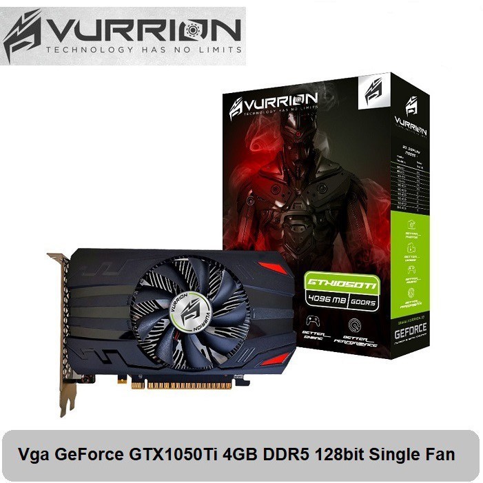 Vga vurrion nvdia geforce gtx1050ti 4gb gddr5 1536p 128 bit hdmi-dvi-display port dp - 1050ti ddr5