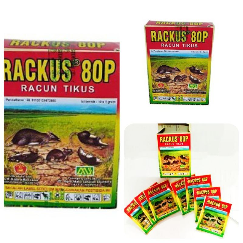 Racun Tikus Serbuk Rackus 80P Isi 10 Pcs - Perangkap Tikus - Umpan Tikus Rackus Ampuh