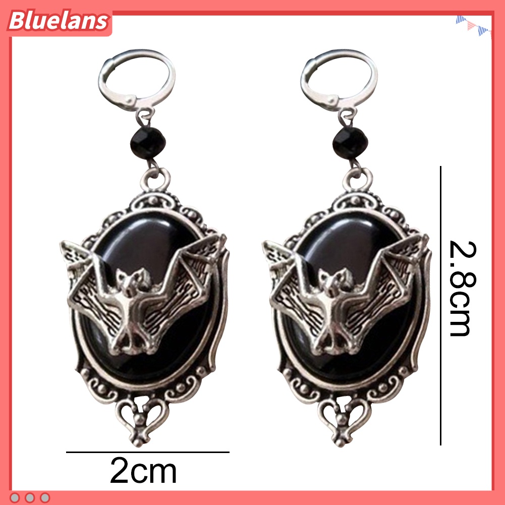 Anting Juntai Bentuk Oval Motif Kelelawar Gaya Vintage Untuk Wanita