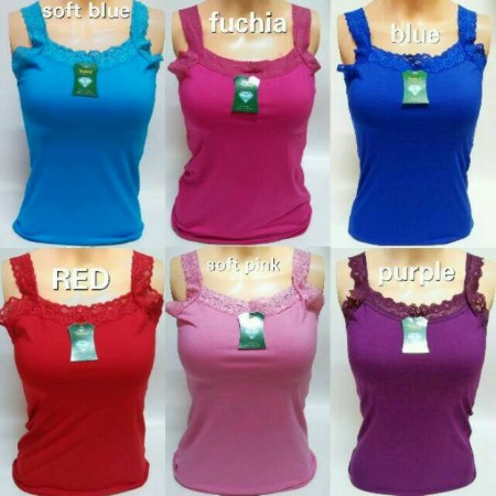 BEE - Tanktop Renda Polos Ukuran XL / Tanktop Wanita Renda Bycra-2