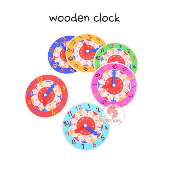 Zoetoys Montessori Learning Clock | Jam Gear Manual Anak Putar Belajar Hitung Waktu Time Toy