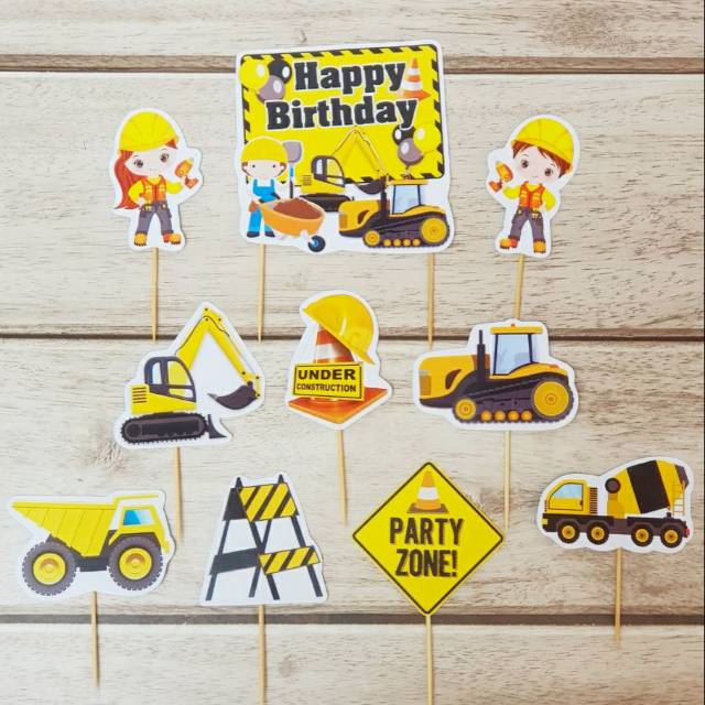 Cake Topper Birthday Construction
