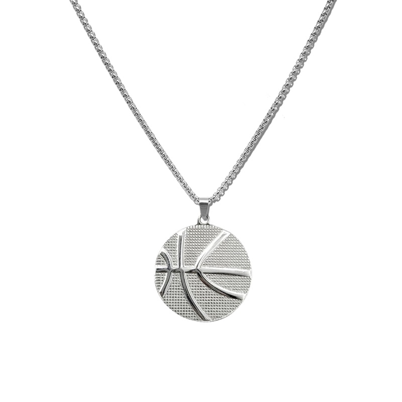 Titanium Steel Necklace Accessories Trendy Personality Medal Basketball Pendant Hip Hop Street