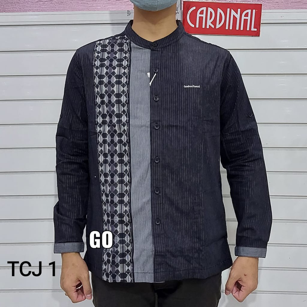 Gof Tcj Cardinal Kemeja Koko Casual Pakaian Pria Muslim Baju Cowok Lengan Panjang Shopee Indonesia