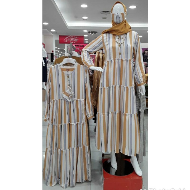 Gamis Rilley 100% ORI motif stripe rampel