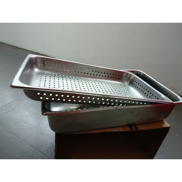 LUBANG Perforated Food pan prasmanan Stainless ukuran 1/1 tinggi 6.5CM