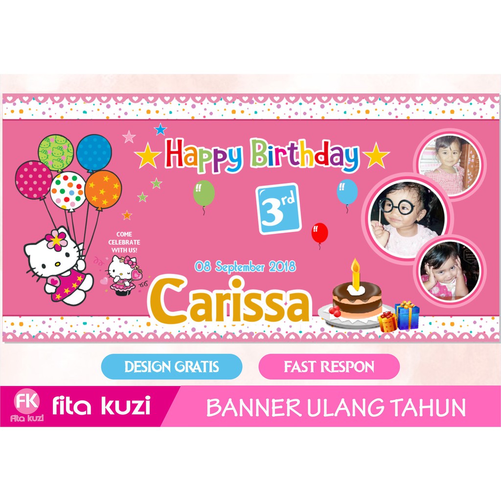 Banner Ulang Tahun Hello Kitty Background Wallpaper