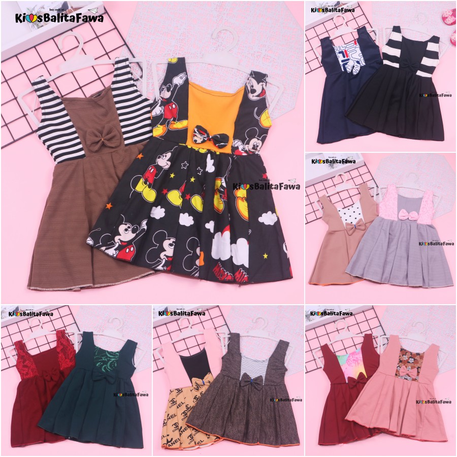 Dress Clairine uk Bayi - 7 Tahun / Baju Anak Perempuan Murah Dres Polos Yukensi Adem Pakaian Murah