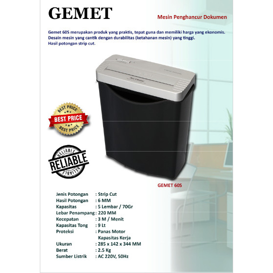 

q4AD5s Gemet 60A Mesin Penghancur Kertas Paper Shredder Murah As71S0D