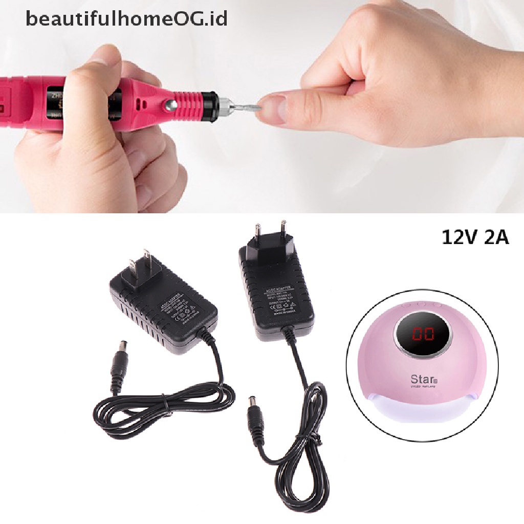 Power Supply Adapter Charger 24W UV LED DC 12V 2A Untuk Alat Nail Art