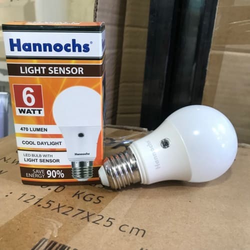 LAMPU LED HANNOCHS SENSOR CAHAYA 6 WATT BOHLAM LED HANNOCHS 6w PUTIH