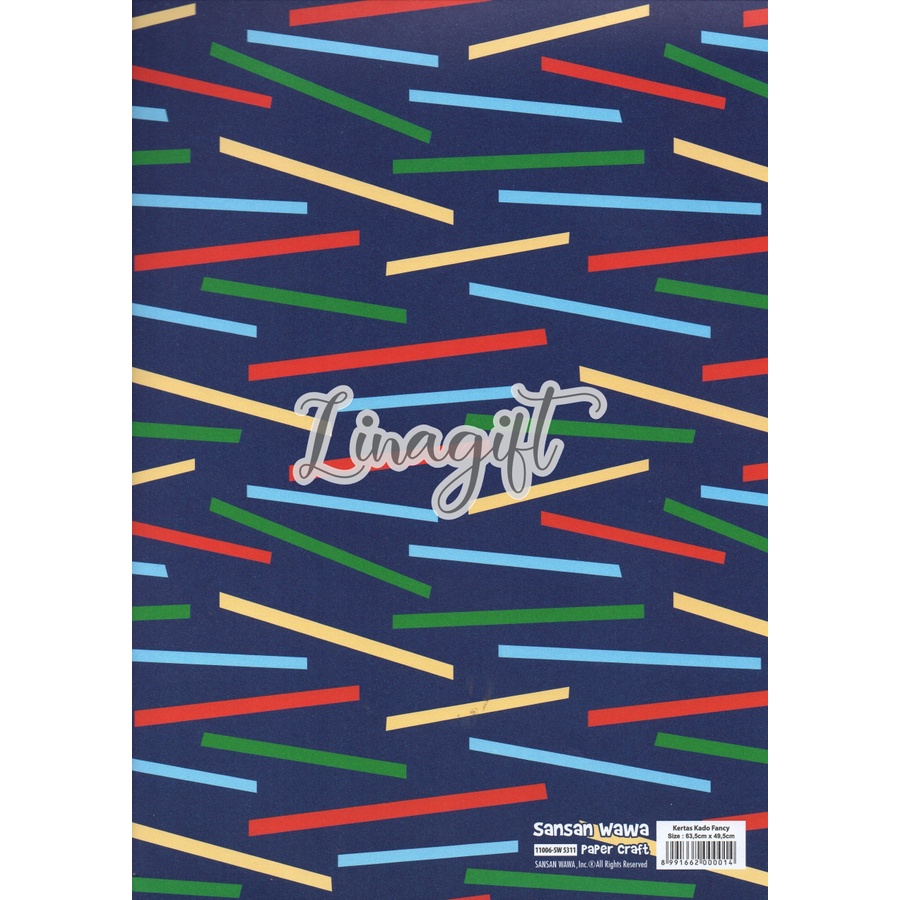 ( 5 Lembar ) HORIZONTAL LINES SANWA - KERTAS KADO STRIPES LINE ZIGZAG - GIFT WRAP PAPER SANSAN WAWA GARIS NETRAL EUSTHATIC GARIS LURUS