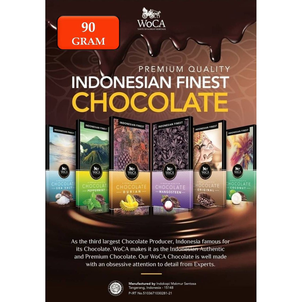 

WoCA Chocolate Bar khas Indonesia 90gram