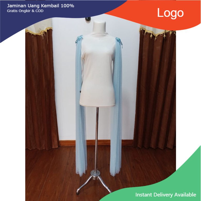 Sayap Pundak Kebaya Pengantin BIRU MUDA / Sayap Bahu / Slayer Pundak / Slayer Bahu