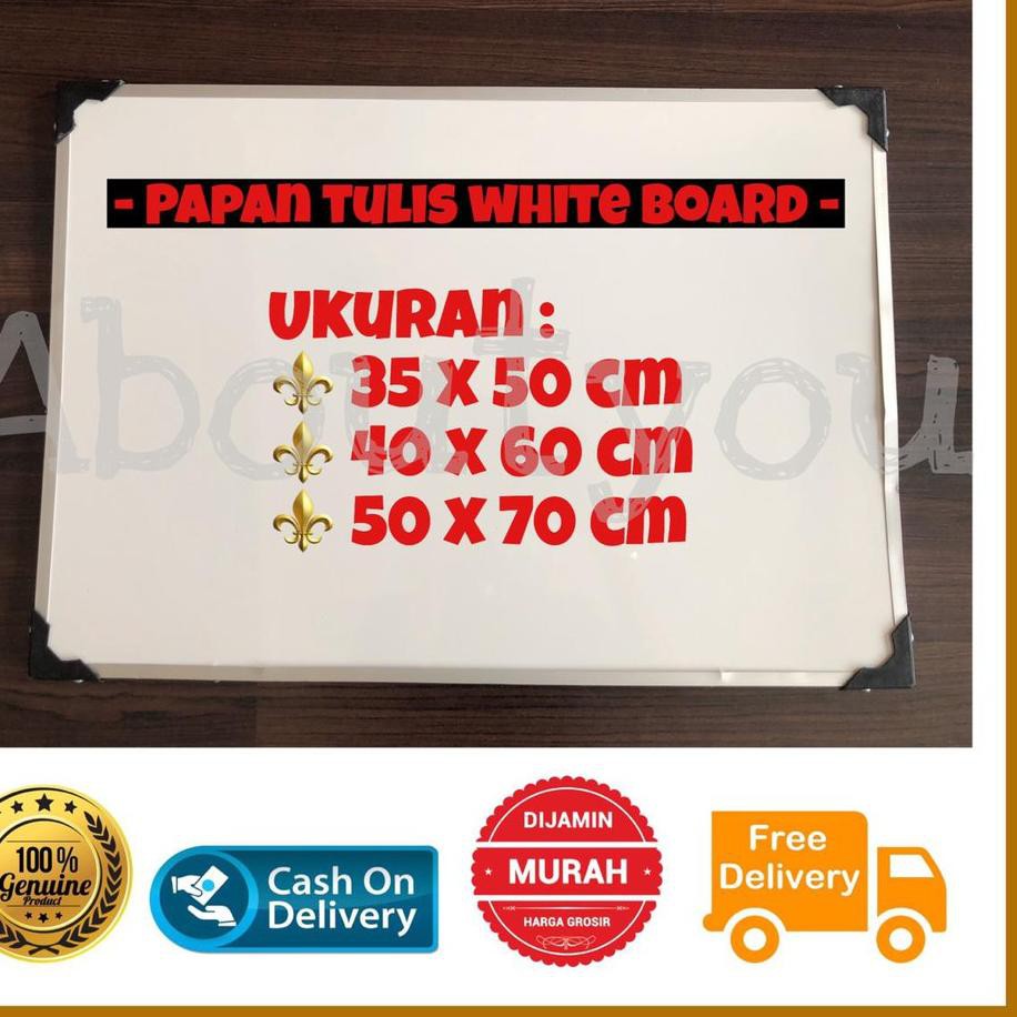

➷ White Board Papan tulis gantung tempel 40 x 60 cm murah besar putih ◘