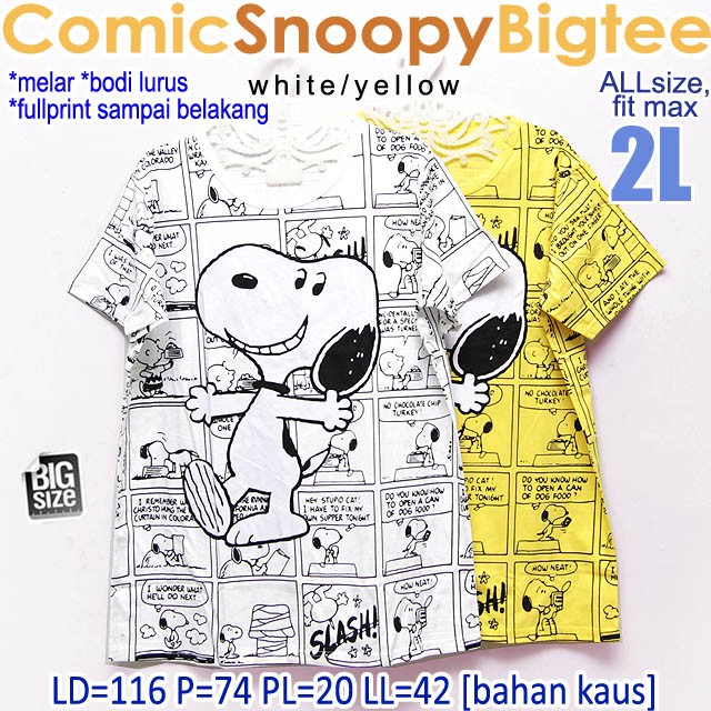 Comic Snoopy Bigtee KAOS ATASAN WANITA BAHAN MELAR ADEM MOTIF LUCU JUMBO BIG SIZE XXL 2XL 2L
