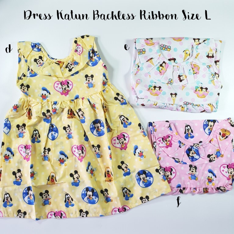 Dress Anak Katun Backless Ribbon Size L