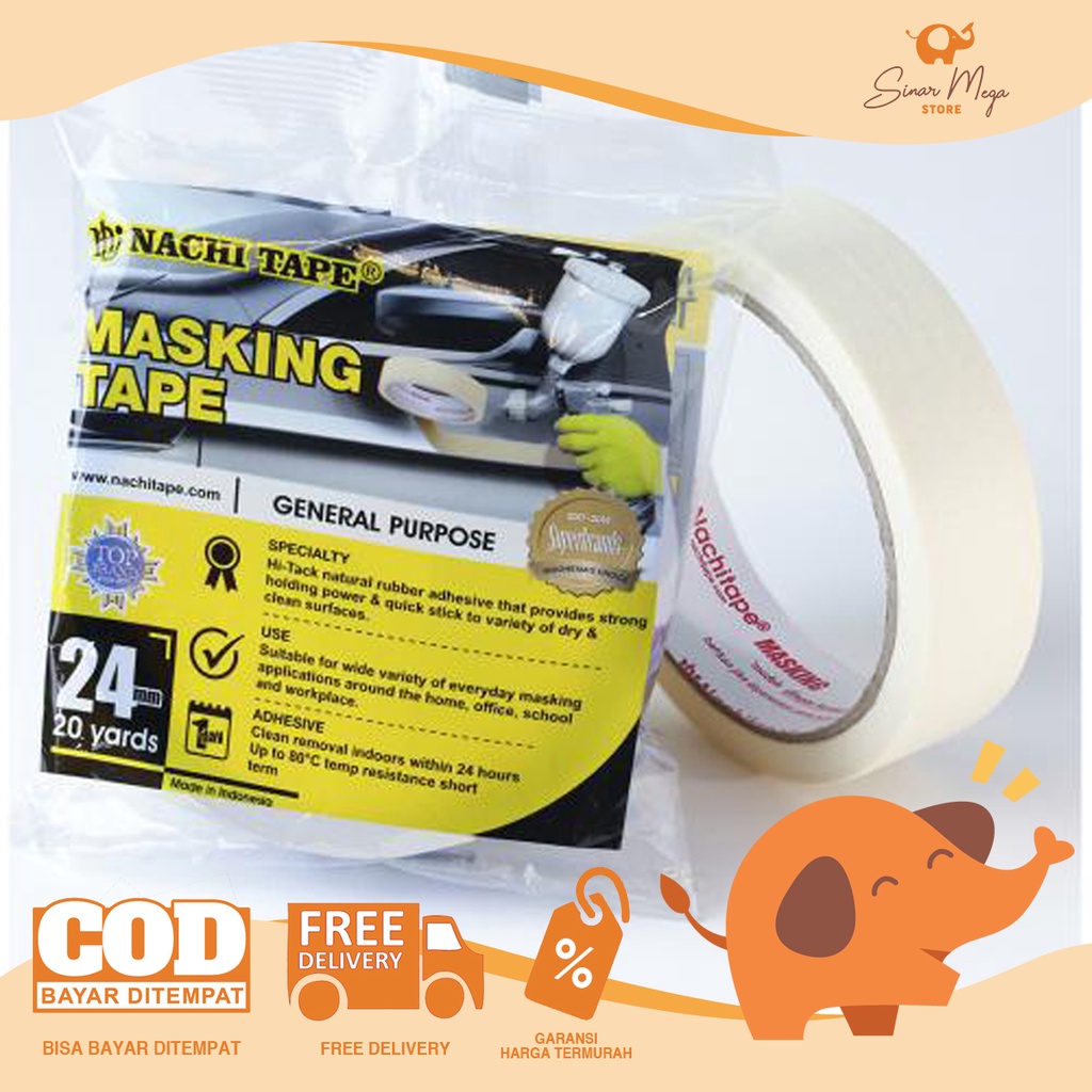 

Nachi Masking Tape 24mm / Masking Tape Nachi 24mm x 20 yards Murah Berkualitas