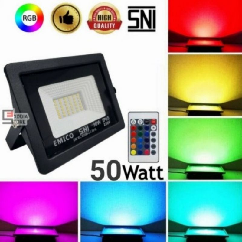 Floodlight led sorot SMD 50W RGB remot outdoor IP44