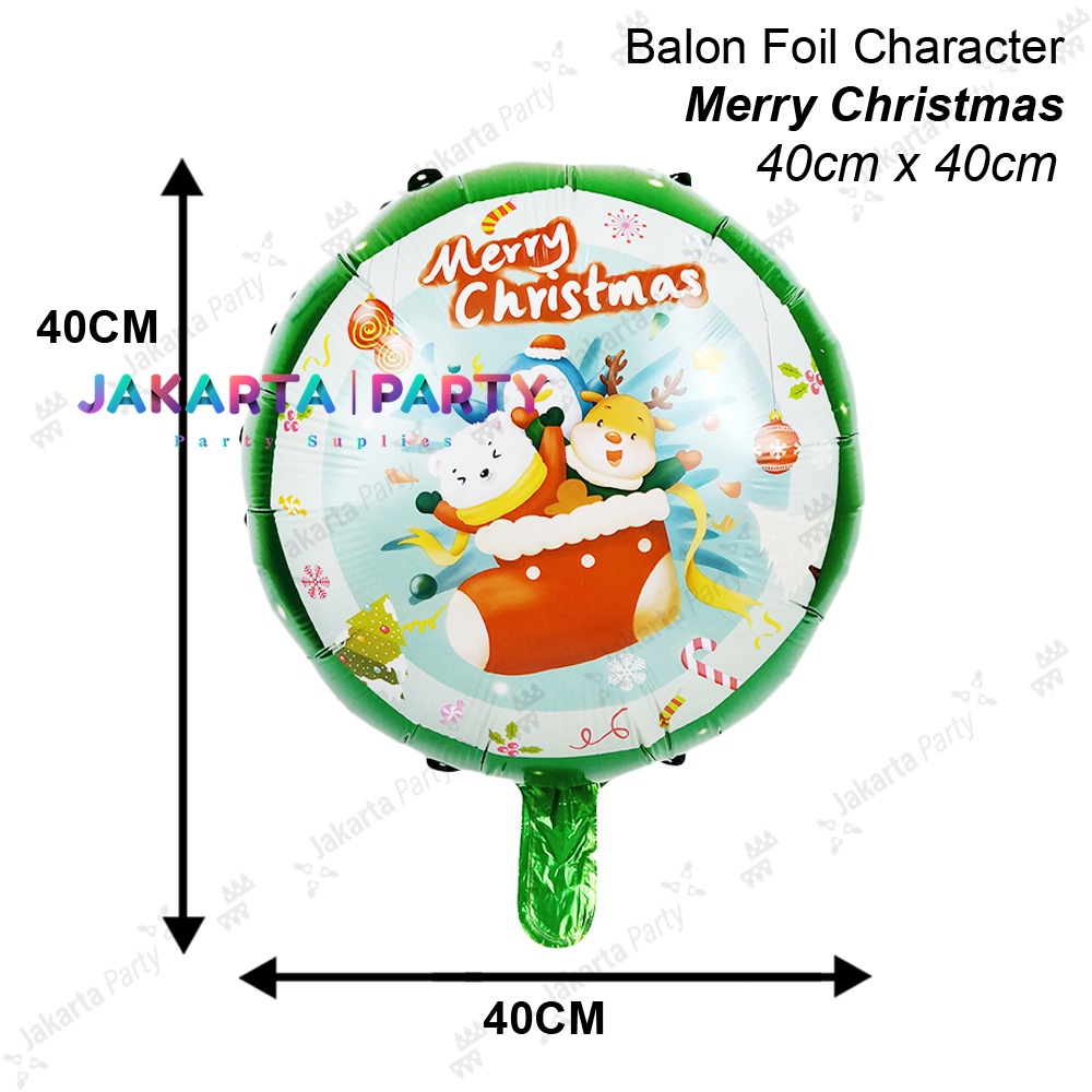 Balon Bulat Natal #5 / Balon Foil Bulat / Balon Foil Xmas / Balon Xmas