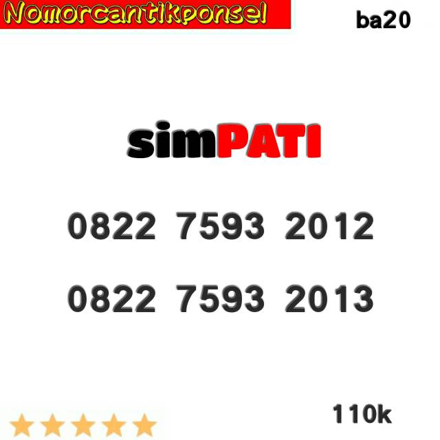 Nomor cantik simpati 0822 seri tahun 2012 2013 rapi #ba20