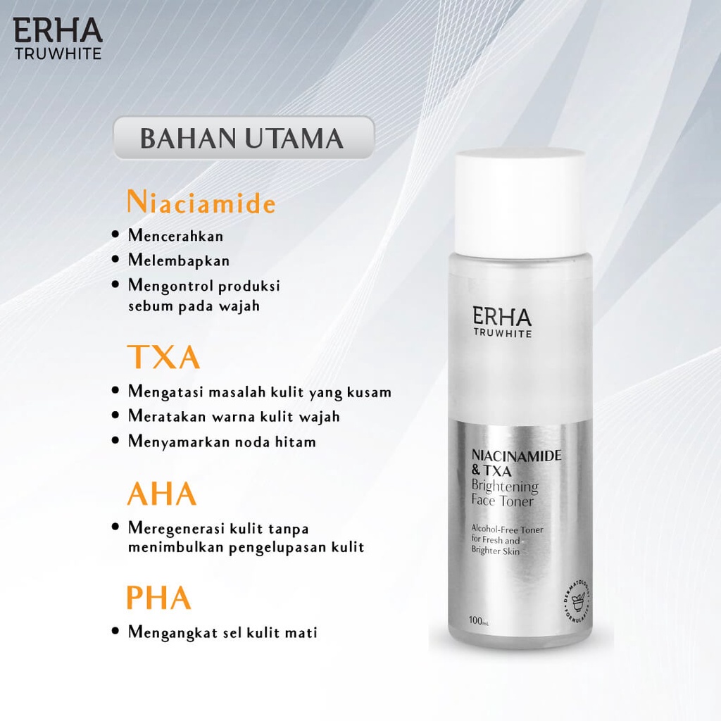 CS- ERHA Truwhite Niacinamide &amp; TXA Brightening Face Toner 100 mL - Toner Pencerah Wajah / Penyengar Wajah / Bebas Alkohol