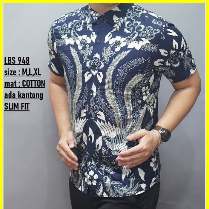 KEMEJA PRIA BATIK LENGAN PENDEK HEM BAHAN KATUN HALUS 40S LBS 948 MEWAH PREMIUM BAJU ELEGANT SIZE M L XL  SKU MS PENDEK JAKARTA PLATINUM