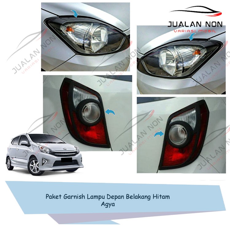 Paket Garnish Lampu Depan Belakang Hitam Mobil Agya