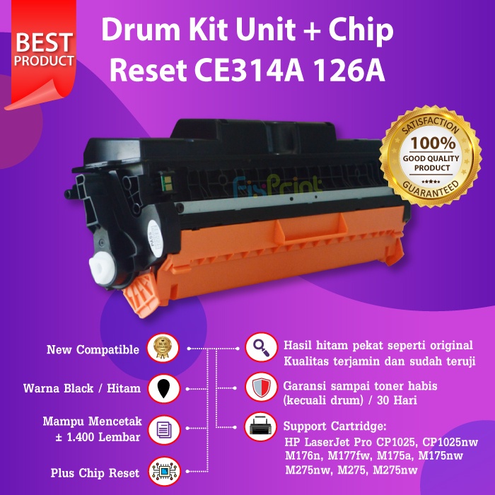 Drum Kit Unit Compatible CE314A 126A 130A Printer HP CP1025 M175A M177fw M176n Pasangan Toner CE310A