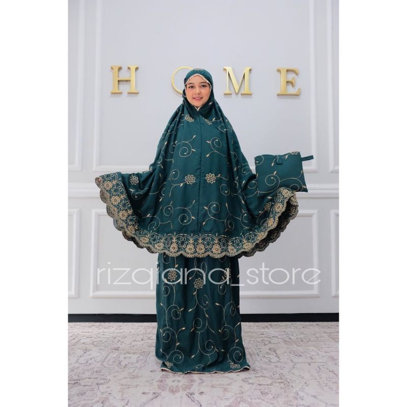 RIZQIANA STORE - Mukena Dewasa Jumbo  Bordir Syafiqa Series Renda Bordir