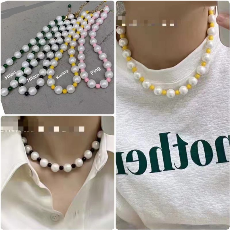 Kalung Premium pearl Kalung cantik Bahan Bagus Tidak karatan Premium Quality tidak karatan Kalung mutiara import 982