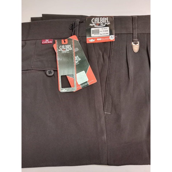 Celana bahan pria merk  calbin warna cokelat gelap