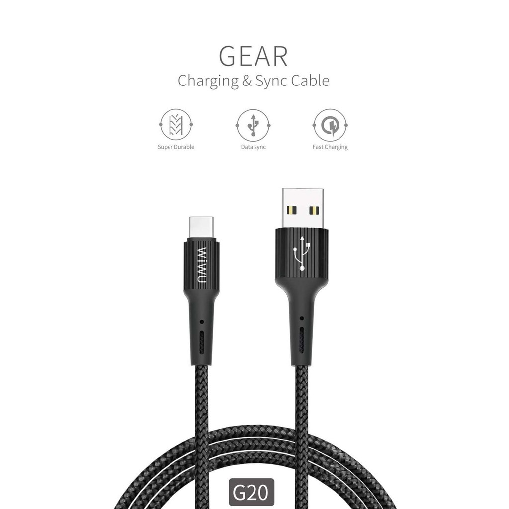 WIWU GEAR G20 - USB to Type-C Data Sync and Charging Cable - 1.2M - Kabel Data USB Type-C 120cm