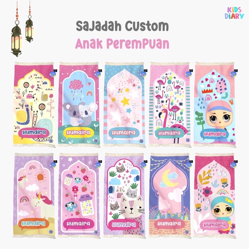 Sajadah anak custom nama sajadah traveler anti slip