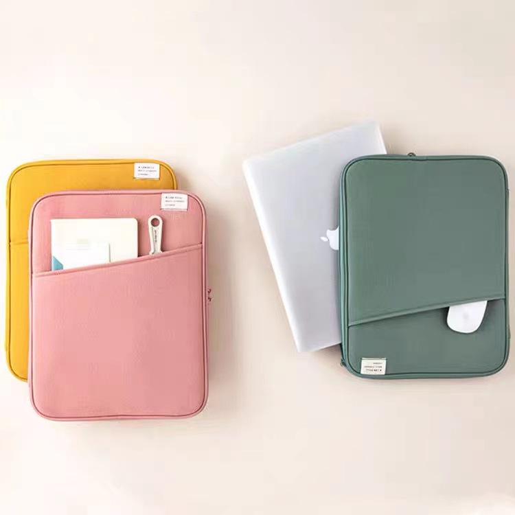 Sleeve Pouch Sarung Tas Bag Tempat Case Ipad Tab Tablet Macbook Air Pro Laptop Asus Vivobook E210 Acer Lenovo Ideapad Slim 3 D330 HP Huawei 11 12 13 14 15 inch Hitam Hijau Green Pink Biru Navy Kuning Merah Cute Murah Slot Stationary Organizer Banyak Ruang