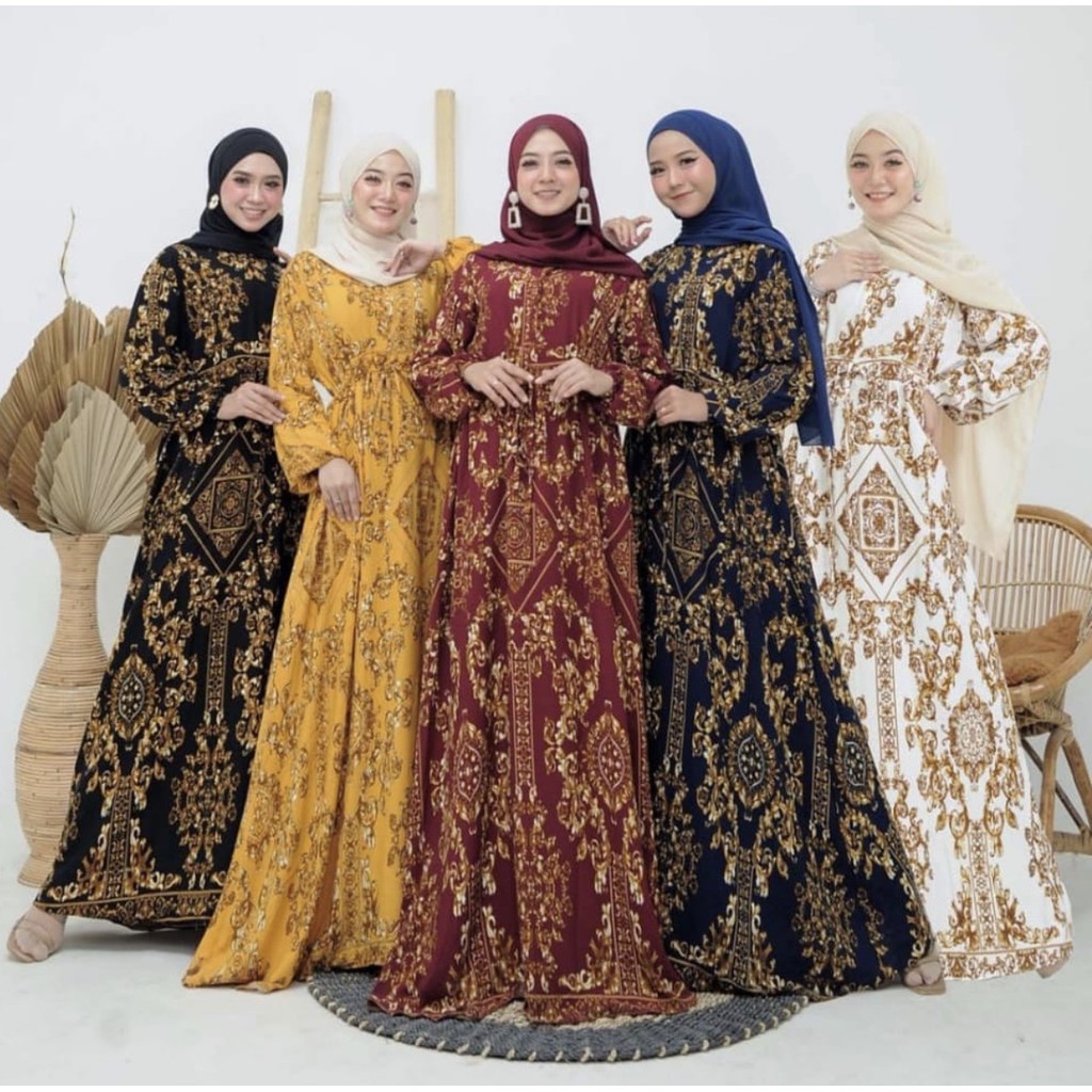 (1KG = 6PCS) JUMBO GAMIS KATUN MOTIF MONALISA ENTIK VINTAGE ETNIK SULTAN