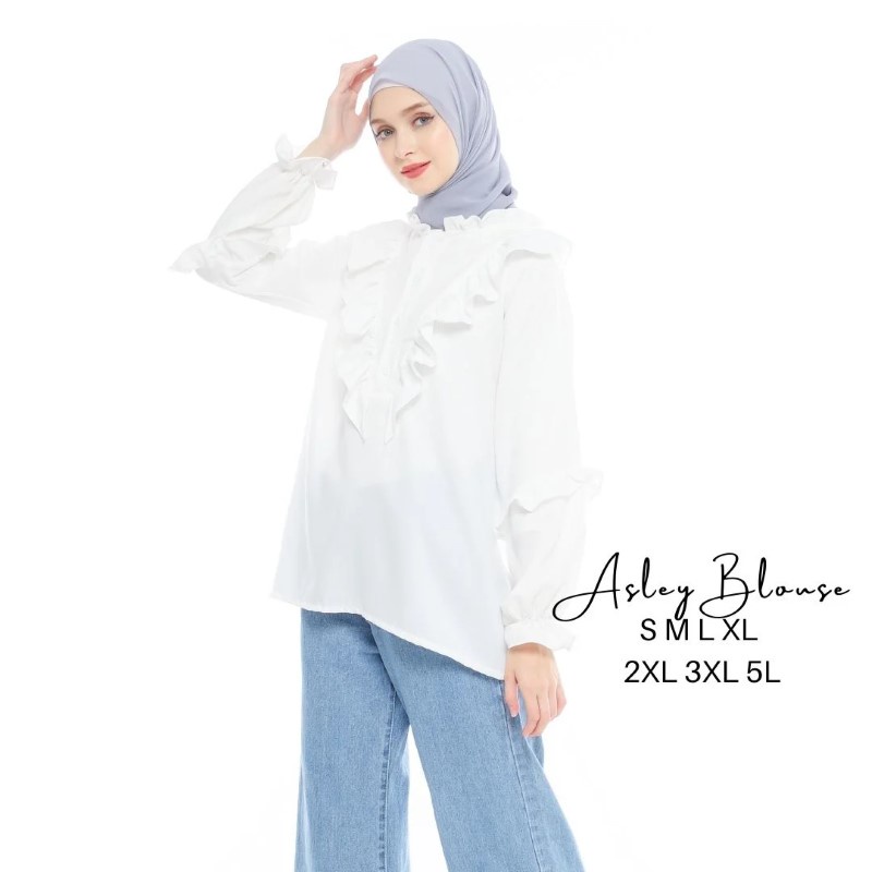 Size S M L XL XXL 3XL 4XL/5L - Asley Blouse - Blouse Jumbo - Blouse Big Size - Baju Jumbo - Atasan B