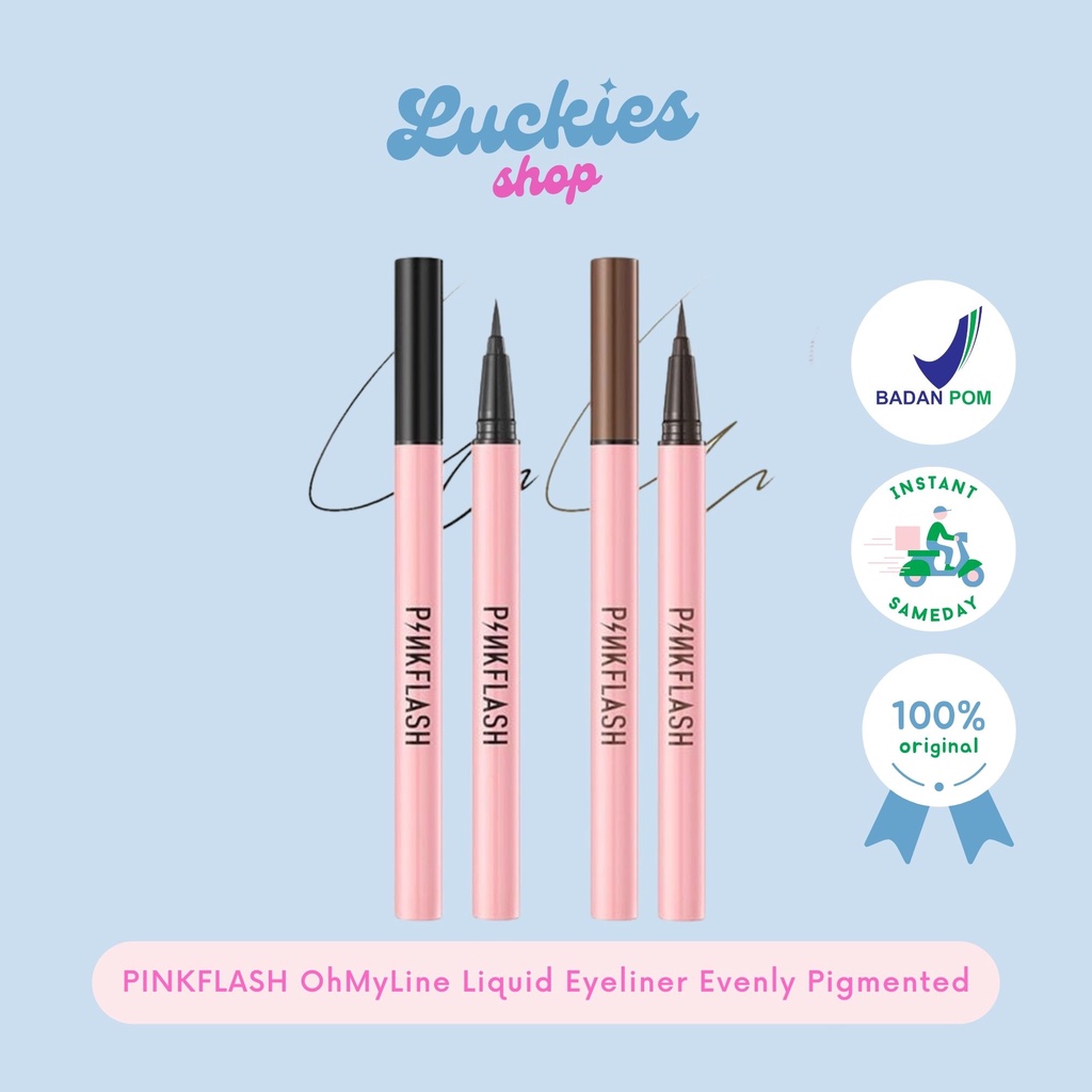 BPOM PINKFLASH OhMyLine Liquid Eyeliner Evenly Pigmented Long Lasting Waterproof Black Brown Long Wear Quick Dry Smudge-proof Anti-transfer PFE01 B