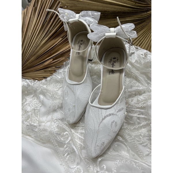 Rafaizoutfit sepatu valia putih pita sepatu cantik sepatu wedding shoes sepatu pesta 7cm tahu