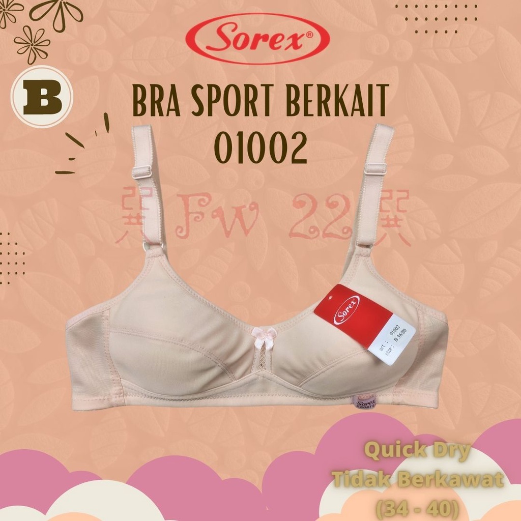 Sport Bra Sorex 01002 dengan Kait, Busa Tipis dan Tanpa kawat Serta Berbahan Nylon Kualitas Premium