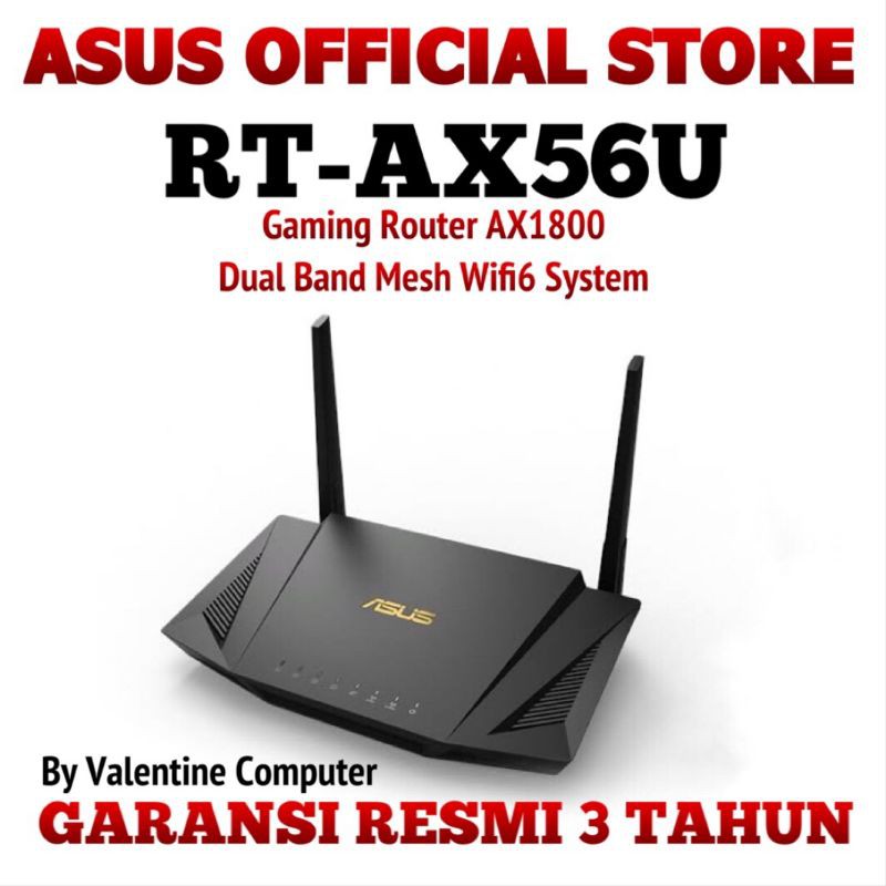 ASUS RT-AX56U AX1800 DUAL BAND SMART WI-FI 6 GIGABIT Router AiMesh [ ASUS OFFICIAL STORE SURABAYA ]