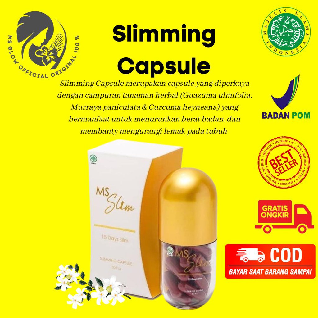 MS Slim Slimming Capsule Kapsul Pelangsing Diet Mengurangi Lemak dalam Tubuh MS GLOW Ori BPOM Halal