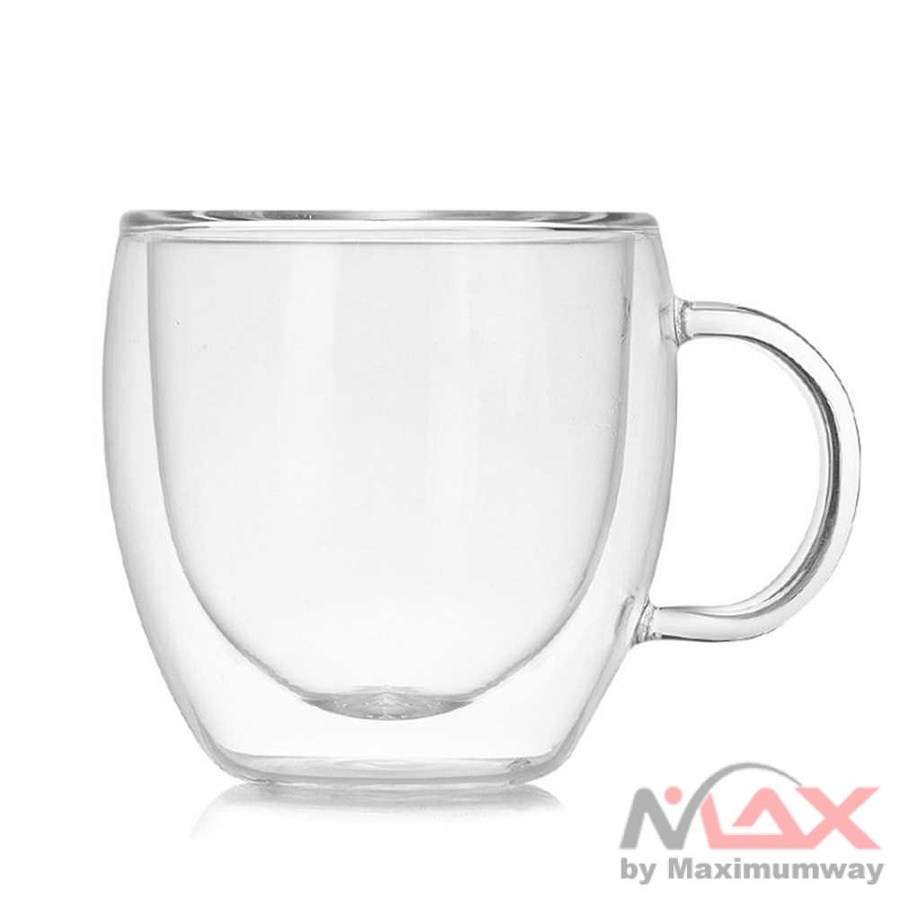 Cangkir Mug Kopi Dinding Ganda Anti tangan melepuh Anti Panas Double-Wall Glass Round 160ml cangkir beling kaca bening Glass Coffee Cup High Borosilicate with Hand Espresso Glass Cup Cup Hot Milk Cup Glassware Drinkware Tumbler Cups