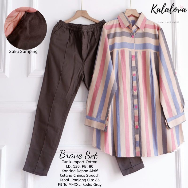ROSY SET/ BRAVE SET / TASYA SET BY KALALOVA. SETELAN WANITA TERBARU-Grey
