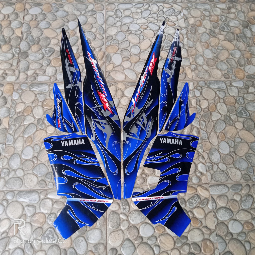 stiker striping motor yamaha jupiter mx 135  2008 biru