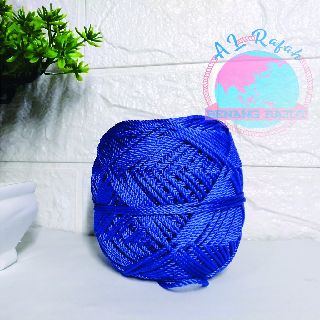 ALRAFAH - Benang Rajut Poly Kilap Biru BCA/ Polyester D27/ Biru BCA